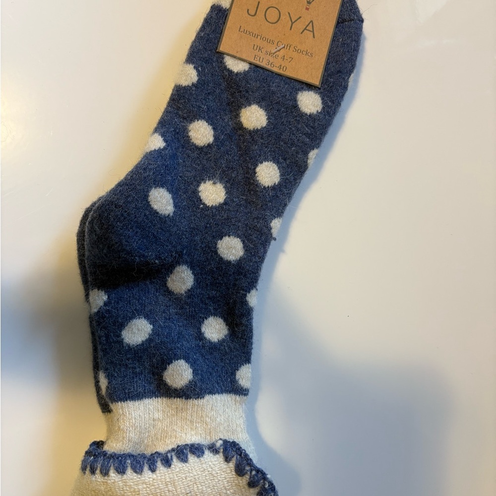 Brand new!! Joya Blue and White Polka Dot Socks